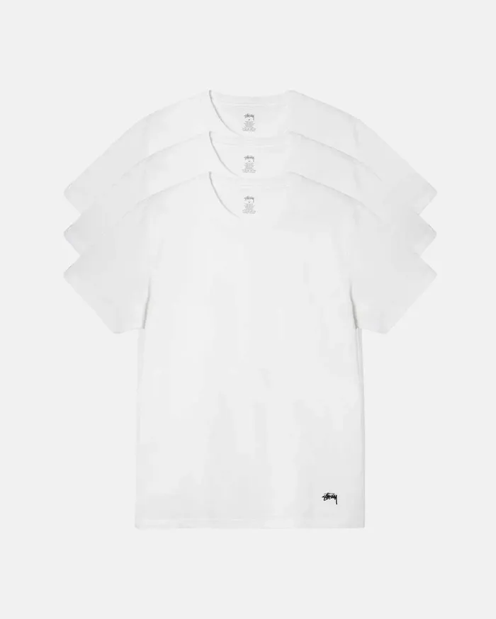 Tees MenWomen Stussy STSSY UNDERSHIRTS 3 PACK White