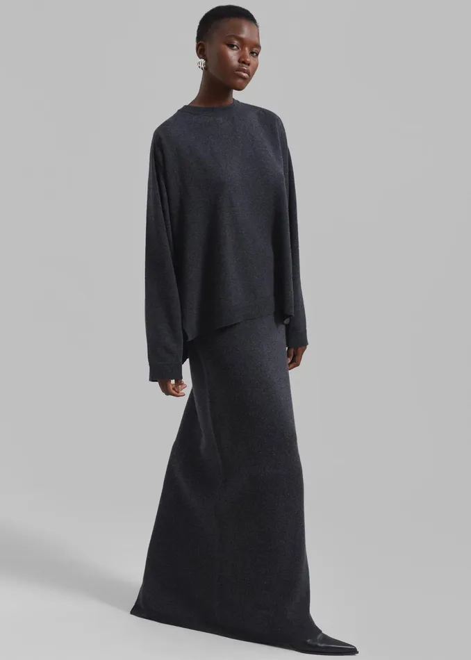 The Frankie Shop Bottoms Bellamy Wool Skirt 8211 Charcoal 8211 Women