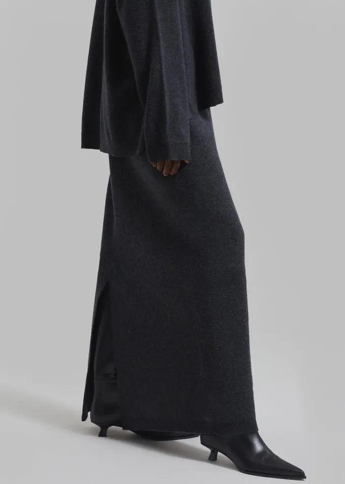 The Frankie Shop Bottoms Bellamy Wool Skirt 8211 Charcoal 8211 Women