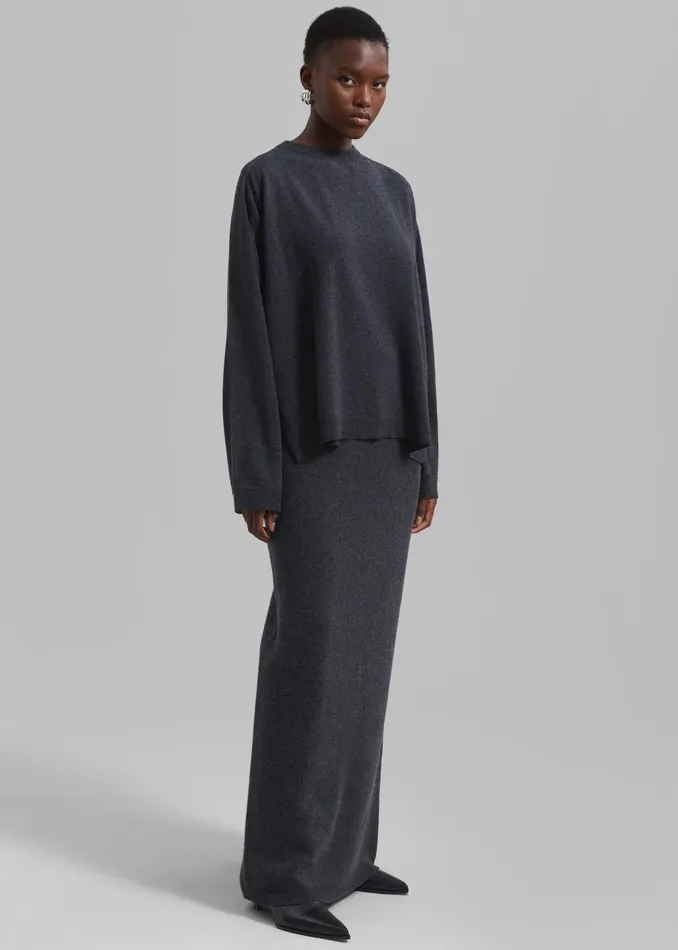 The Frankie Shop Bottoms Bellamy Wool Skirt 8211 Charcoal 8211 Women