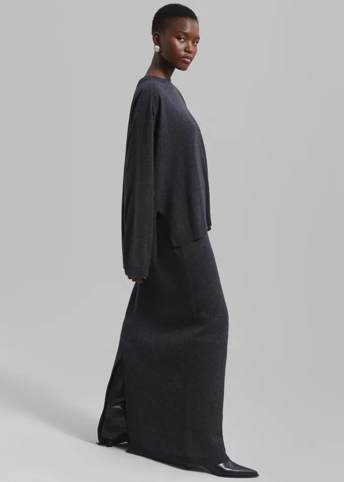The Frankie Shop Bottoms Bellamy Wool Skirt 8211 Charcoal 8211 Women
