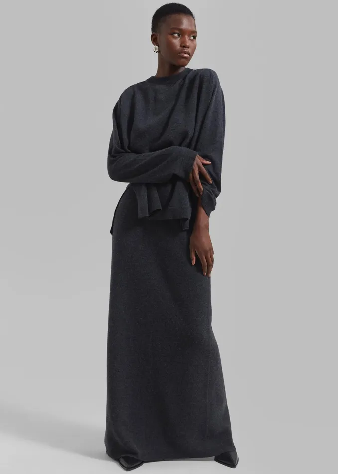 The Frankie Shop Bottoms Bellamy Wool Skirt 8211 Charcoal 8211 Women