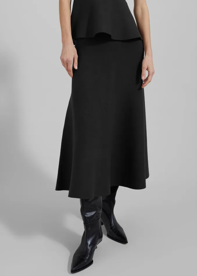 The Frankie Shop Bottoms Gabrielle Knit Midi Skirt 8211 Black 8211 Women
