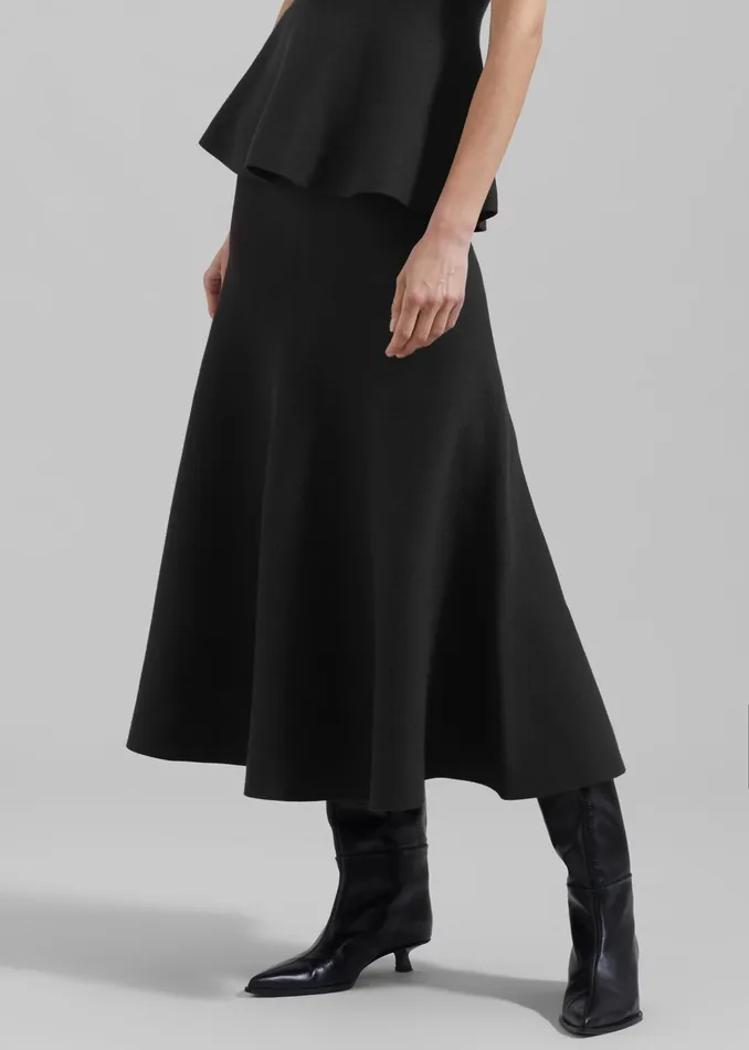 The Frankie Shop Bottoms Gabrielle Knit Midi Skirt 8211 Black 8211 Women