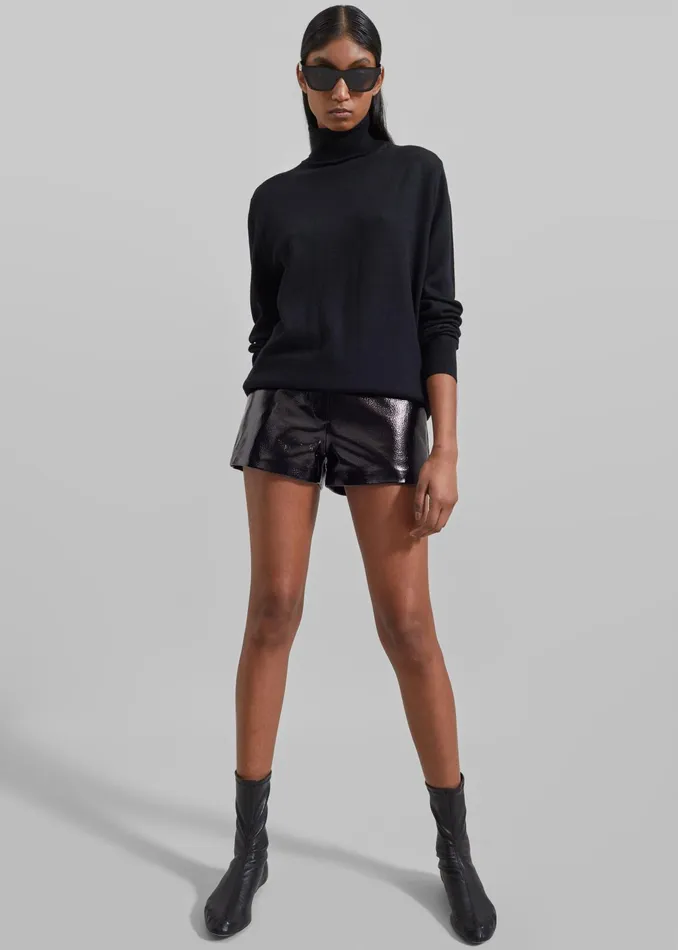The Frankie Shop Bottoms Kate Crackled Faux Leather Mini Shorts 8211 Black 8211 Women