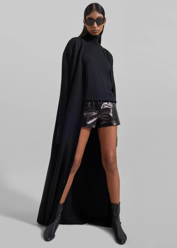 The Frankie Shop Bottoms Kate Crackled Faux Leather Mini Shorts 8211 Black 8211 Women