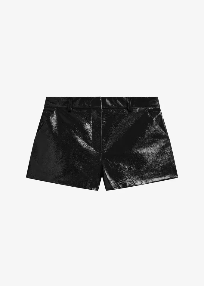 The Frankie Shop Bottoms Kate Crackled Faux Leather Mini Shorts 8211 Black 8211 Women