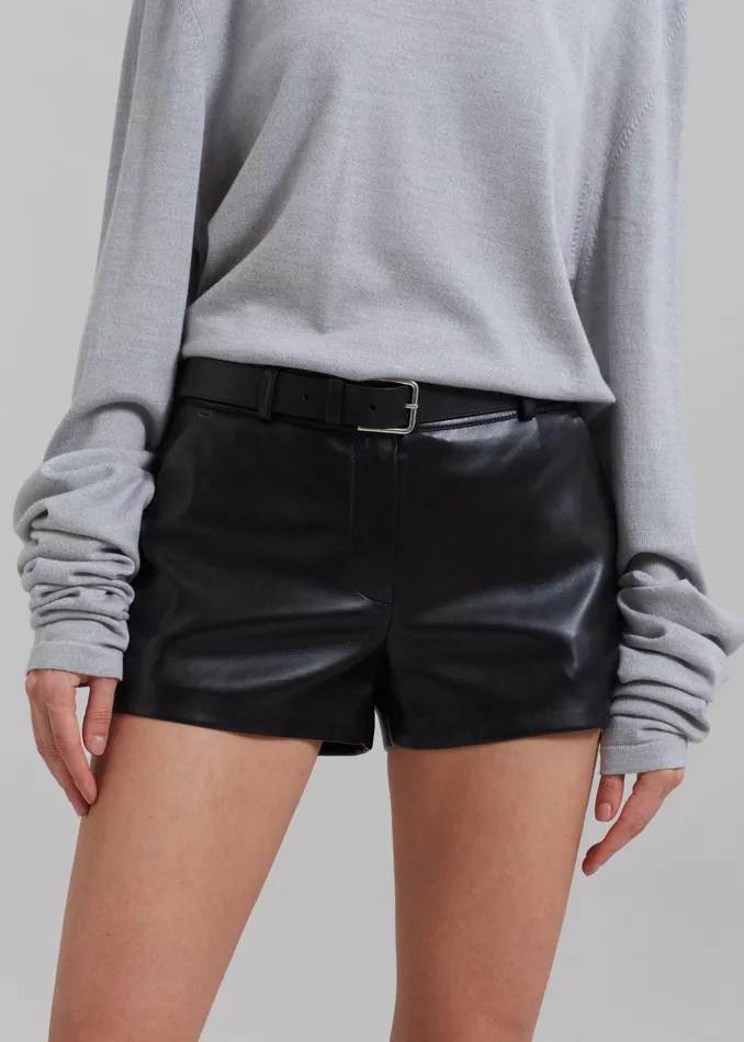 The Frankie Shop Bottoms Kate Faux Leather Shorts 8211 Black 8211 Women