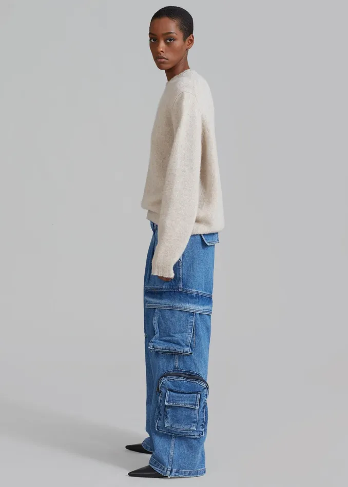 The Frankie Shop Bottoms Lenny Cargo Jeans 8211 Blue Denim 8211 Women