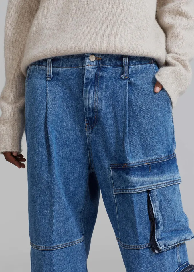 The Frankie Shop Bottoms Lenny Cargo Jeans 8211 Blue Denim 8211 Women