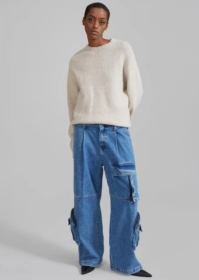 The Frankie Shop Bottoms Lenny Cargo Jeans 8211 Blue Denim 8211 Women