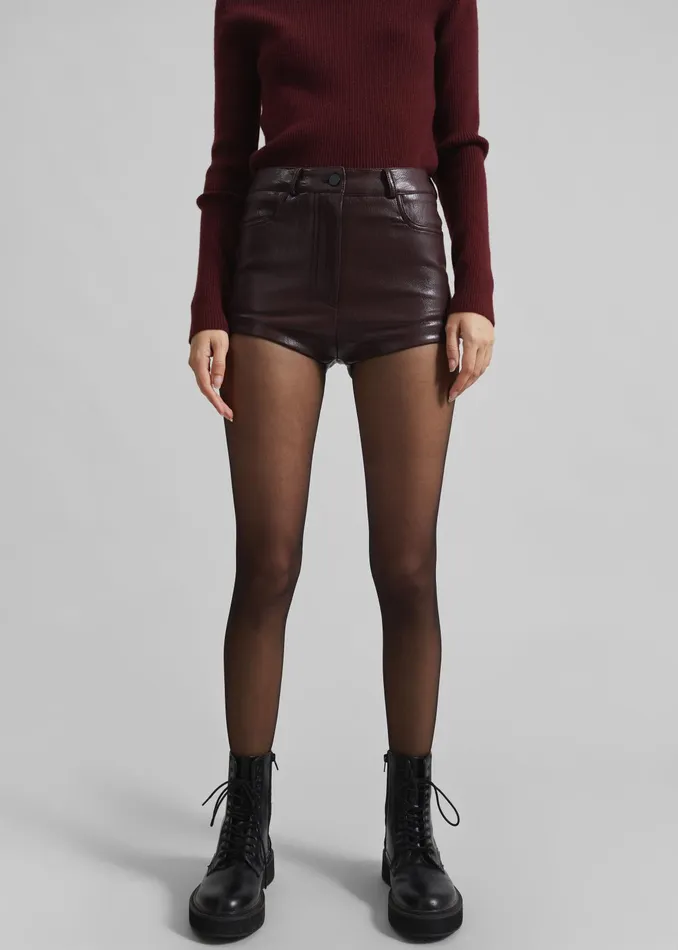 The Frankie Shop Bottoms Nevis Faux Leather Hot Pants 8211 Burgundy 8211 Women