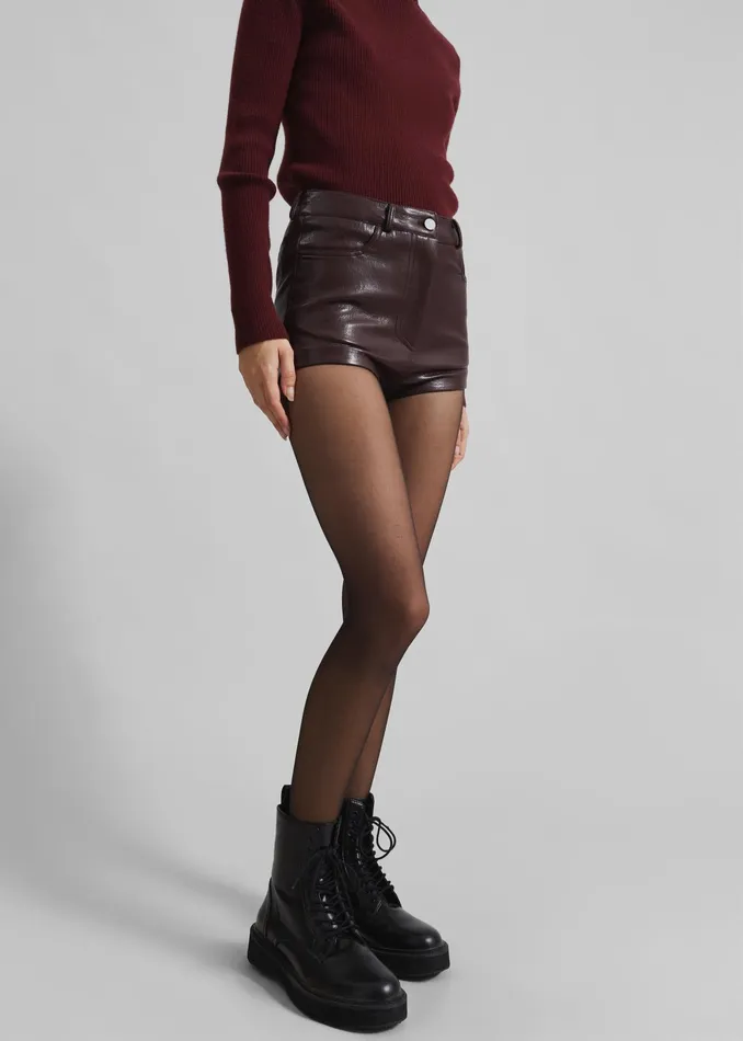 The Frankie Shop Bottoms Nevis Faux Leather Hot Pants 8211 Burgundy 8211 Women