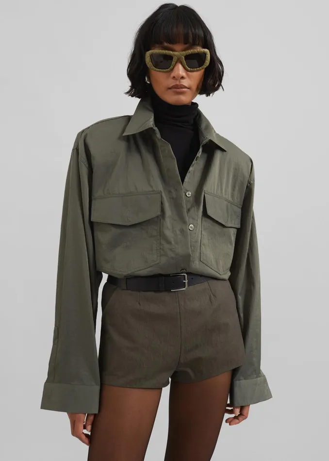 The Frankie Shop Bottoms Rolen Hot Pants 8211 Dark Olive 8211 Women