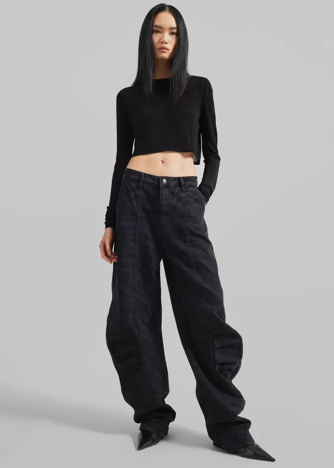 The Frankie Shop Bottoms Rotate Zebra Twill Cargo Pants 8211 Black Washed 8211 Women