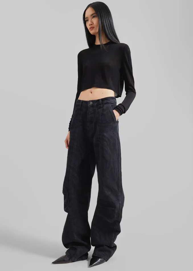 The Frankie Shop Bottoms Rotate Zebra Twill Cargo Pants 8211 Black Washed 8211 Women
