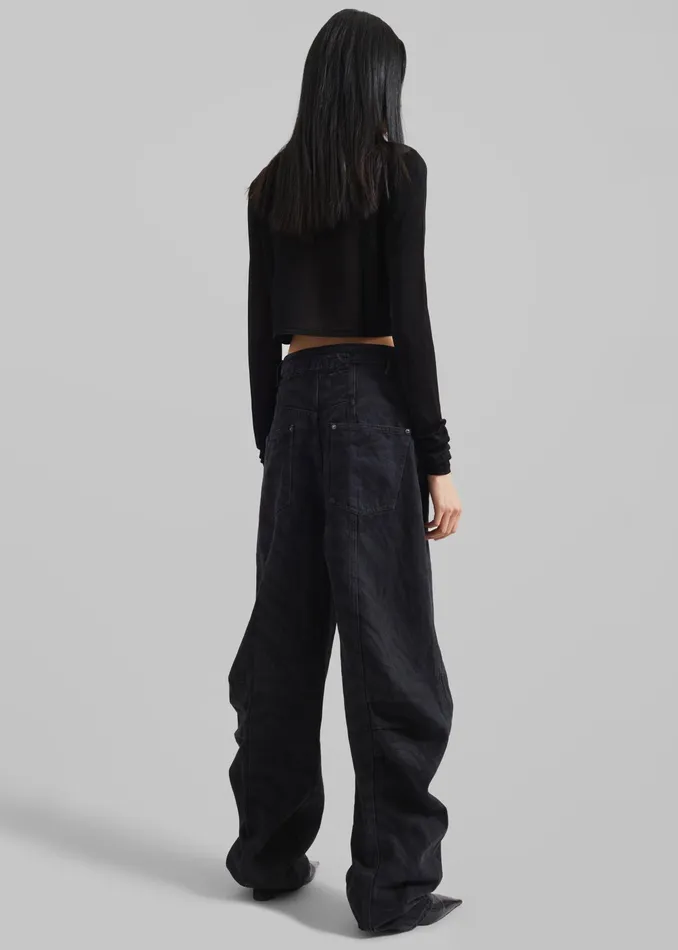 The Frankie Shop Bottoms Rotate Zebra Twill Cargo Pants 8211 Black Washed 8211 Women