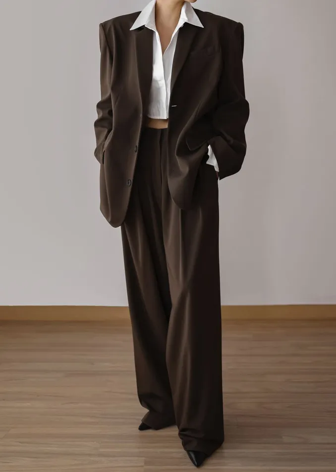 The Frankie Shop Bottoms Tansy Pleated Trousers 8211 Chocolate 8211 Women
