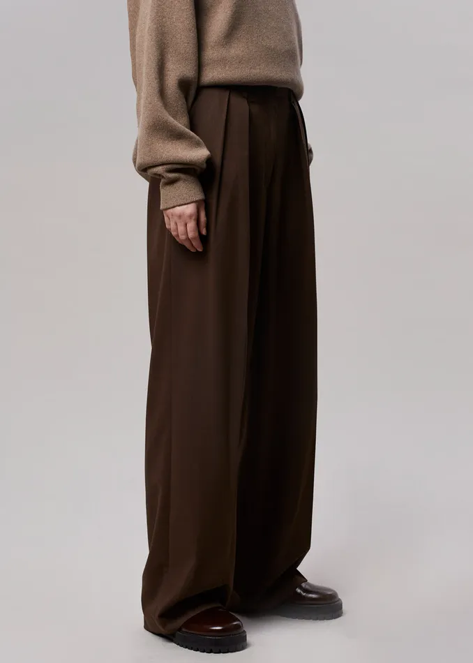 The Frankie Shop Bottoms Tansy Pleated Trousers 8211 Chocolate 8211 Women