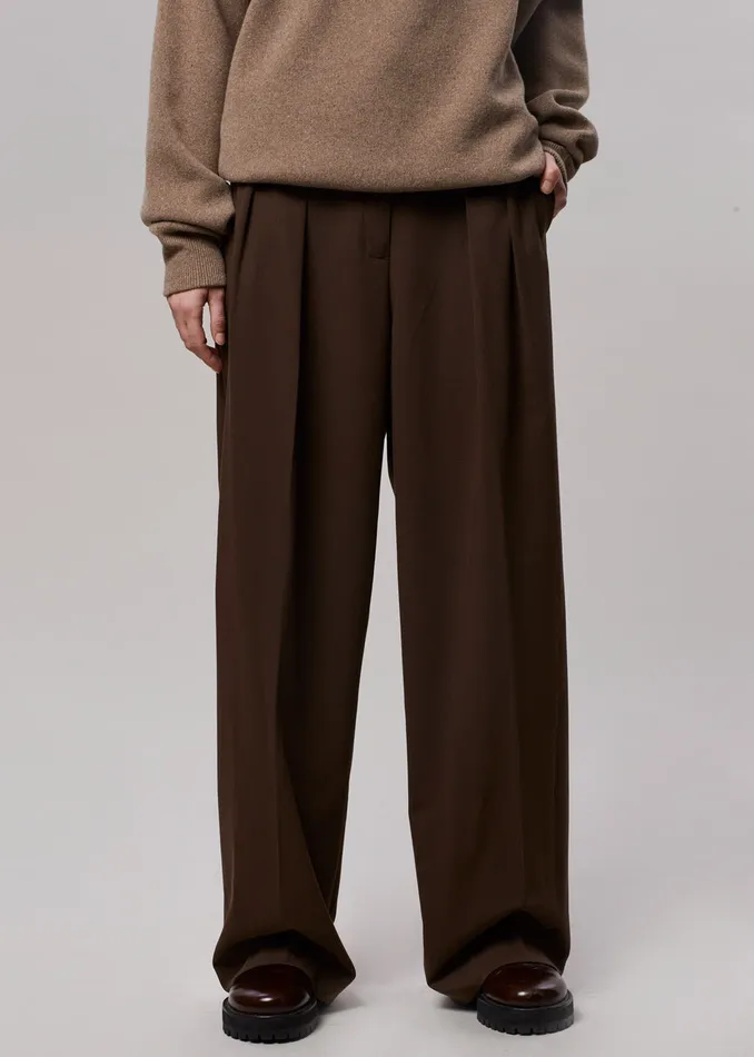 The Frankie Shop Bottoms Tansy Pleated Trousers 8211 Chocolate 8211 Women