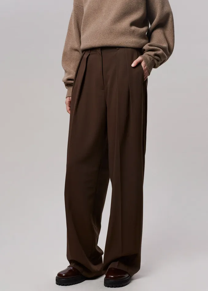 The Frankie Shop Bottoms Tansy Pleated Trousers 8211 Chocolate 8211 Women
