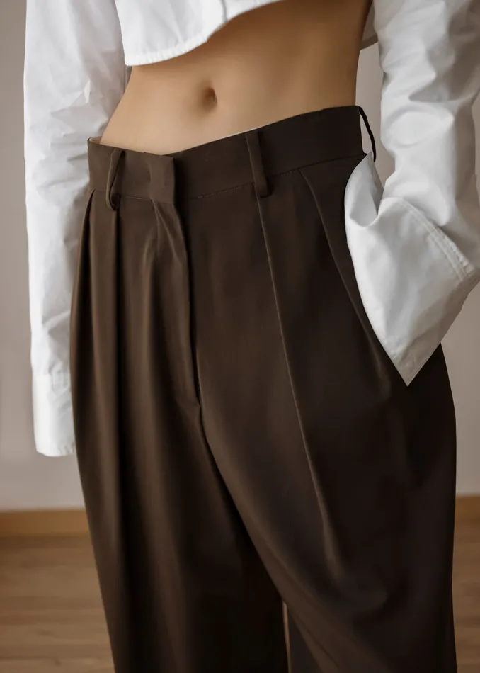 The Frankie Shop Bottoms Tansy Pleated Trousers 8211 Chocolate 8211 Women
