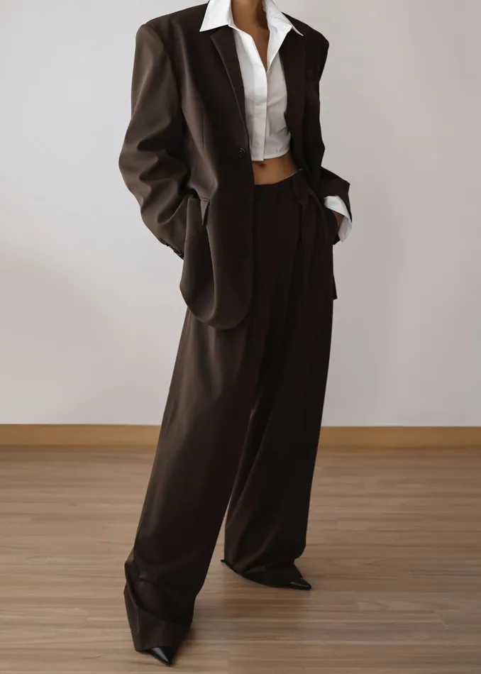 The Frankie Shop Bottoms Tansy Pleated Trousers 8211 Chocolate 8211 Women