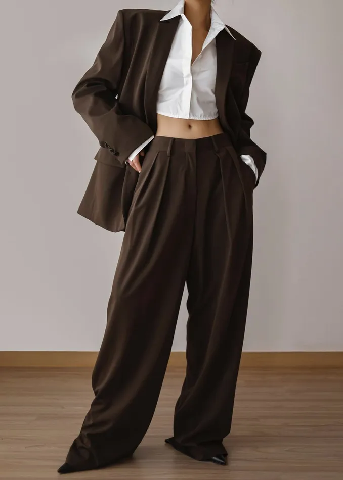 The Frankie Shop Bottoms Tansy Pleated Trousers 8211 Chocolate 8211 Women