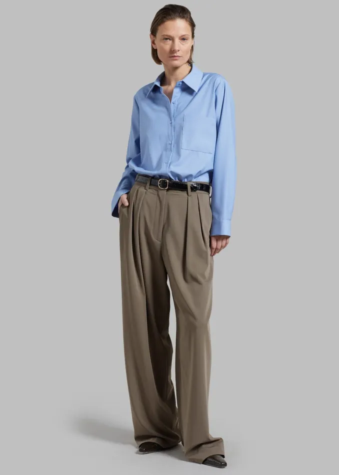 The Frankie Shop Bottoms Tansy Pleated Trousers 8211 Olive 8211 Women