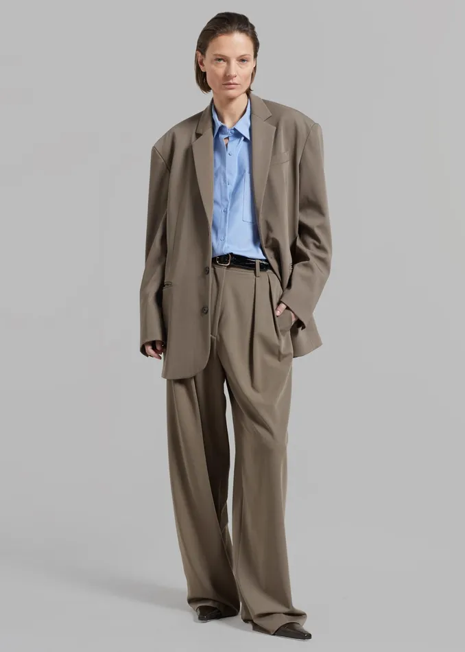 The Frankie Shop Bottoms Tansy Pleated Trousers 8211 Olive 8211 Women