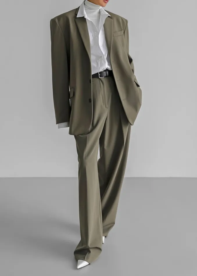 The Frankie Shop Bottoms Tansy Pleated Trousers 8211 Olive 8211 Women