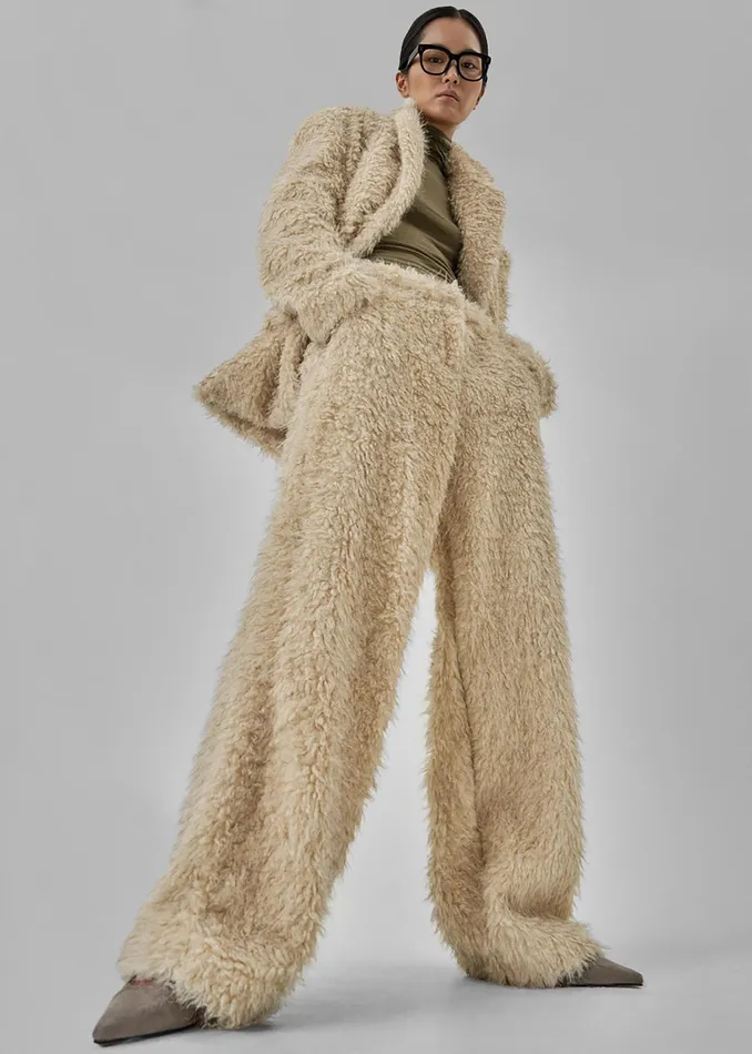 The Frankie Shop Bottoms Verbie Furry Pants 8211 Cream 8211 Women