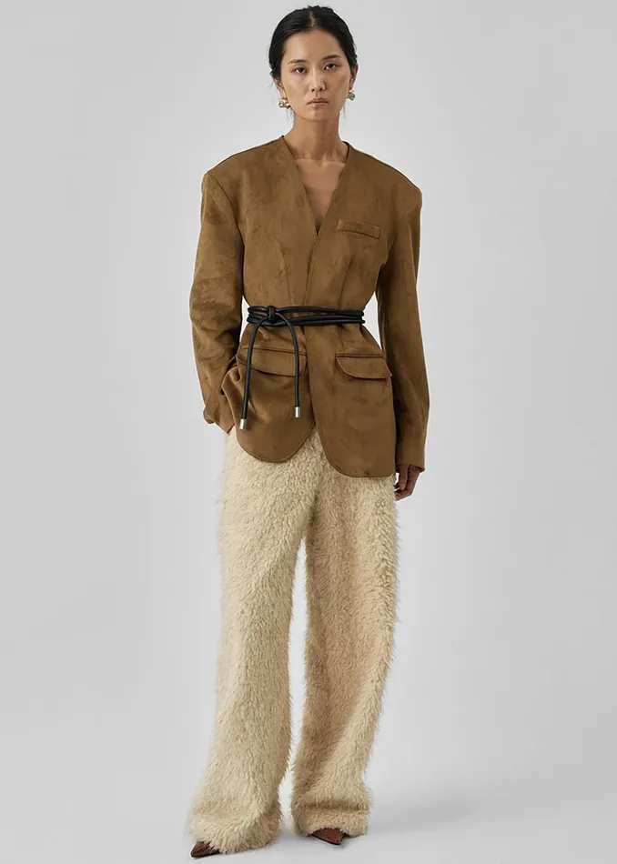 The Frankie Shop Bottoms Verbie Furry Pants 8211 Cream 8211 Women