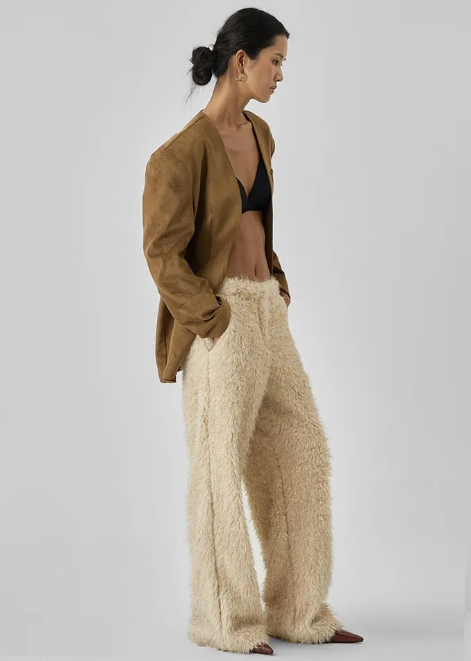 The Frankie Shop Bottoms Verbie Furry Pants 8211 Cream 8211 Women