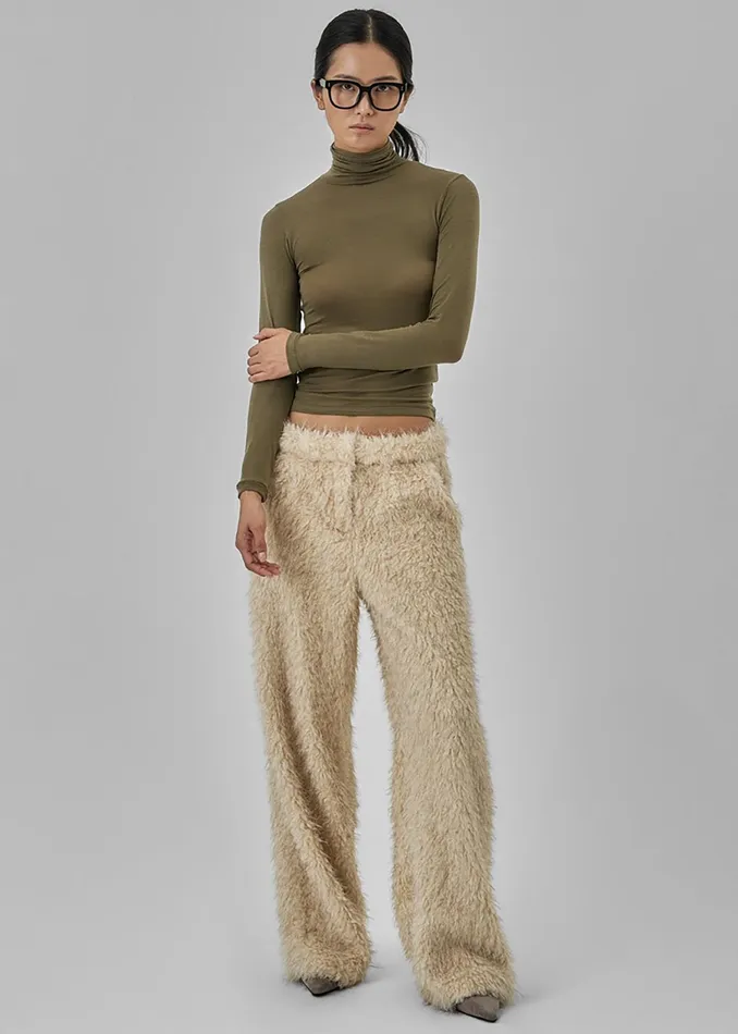 The Frankie Shop Bottoms Verbie Furry Pants 8211 Cream 8211 Women