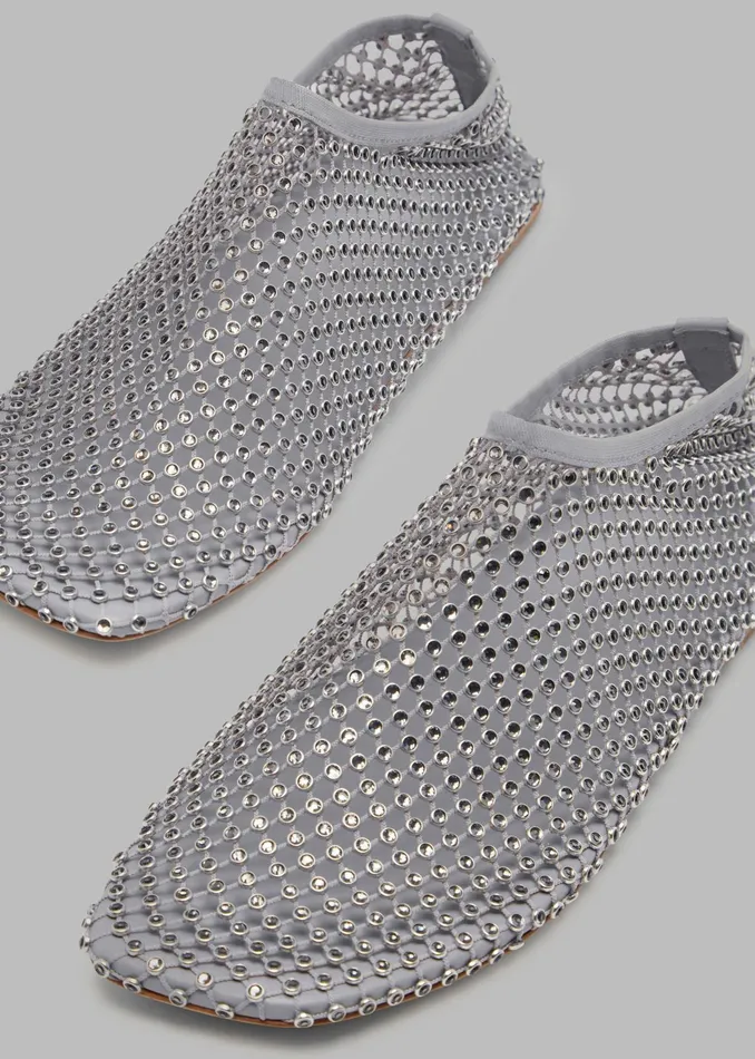 The Frankie Shop Christopher Esber Minette Crystal Flats 8211 Slate Grey 8211 Women