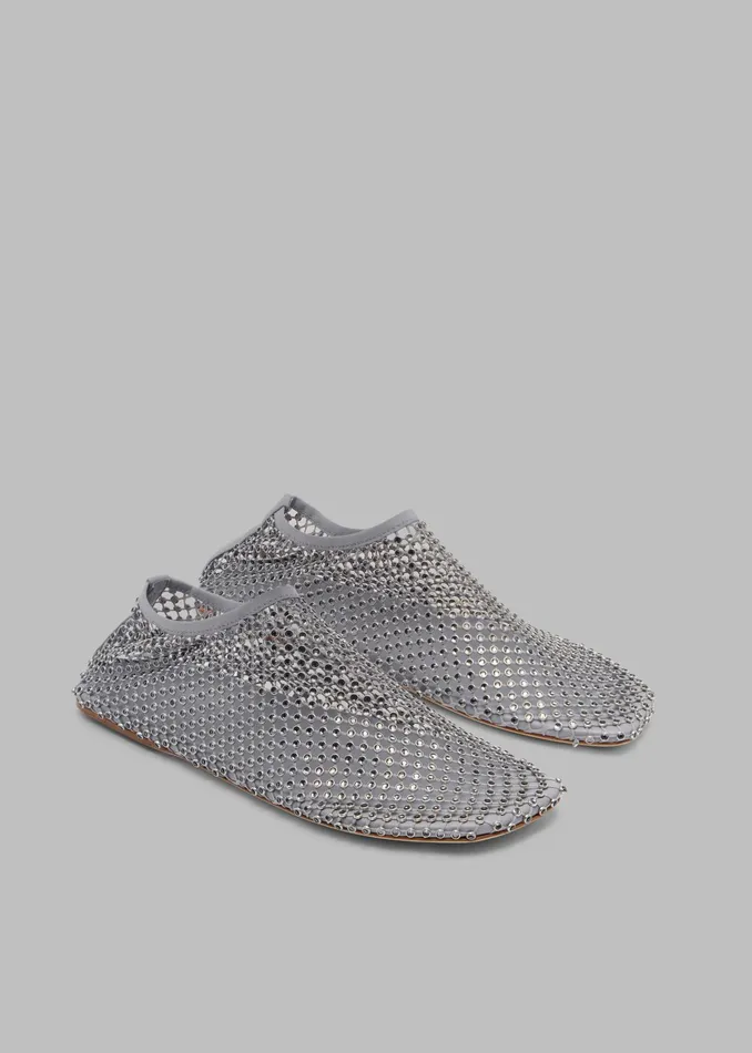 The Frankie Shop Christopher Esber Minette Crystal Flats 8211 Slate Grey 8211 Women