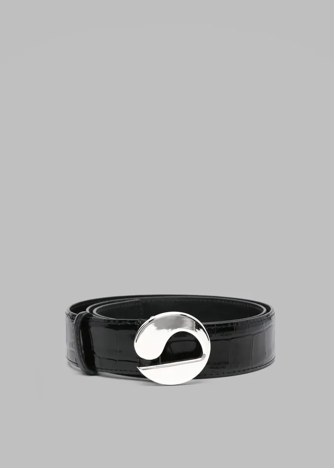 The Frankie Shop Coperni Croco Logo Skinny Belt 8211 Black 8211 Women