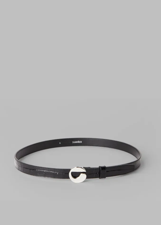 The Frankie Shop Coperni Croco Logo Skinny Belt 8211 Black 8211 Women
