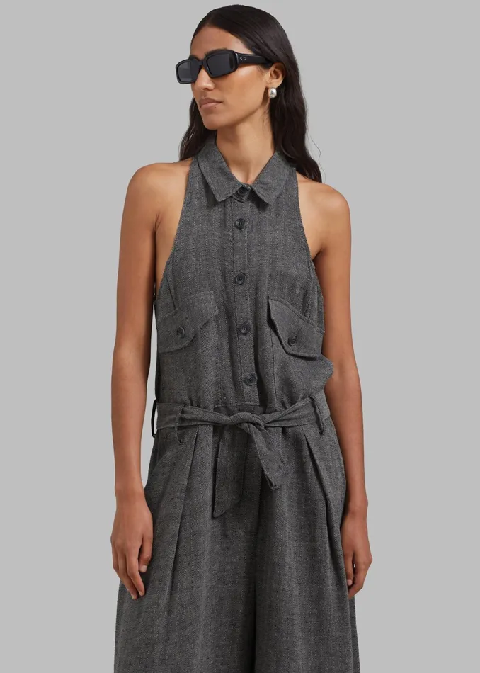 The Frankie Shop Jumpsuits Clayton Halter Jumpsuit 8211 Black Melange 8211 Women