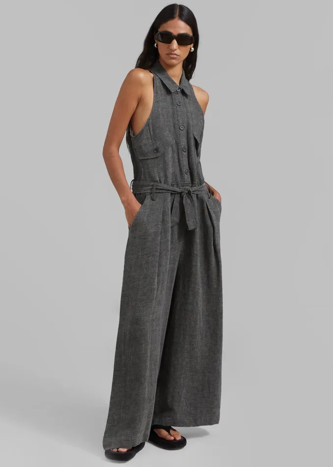 The Frankie Shop Jumpsuits Clayton Halter Jumpsuit 8211 Black Melange 8211 Women