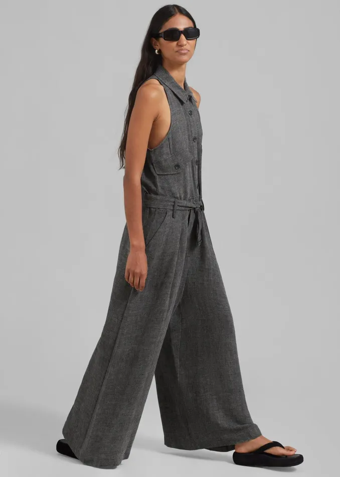 The Frankie Shop Jumpsuits Clayton Halter Jumpsuit 8211 Black Melange 8211 Women