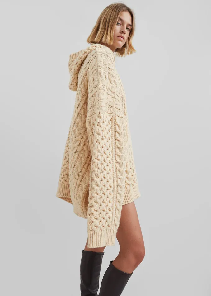 The Frankie Shop Knitwear Adare Braided Knit Hoodie 8211 Beige 8211 Women