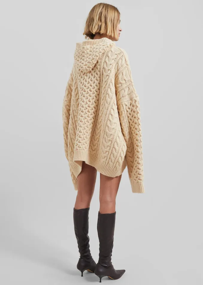 The Frankie Shop Knitwear Adare Braided Knit Hoodie 8211 Beige 8211 Women