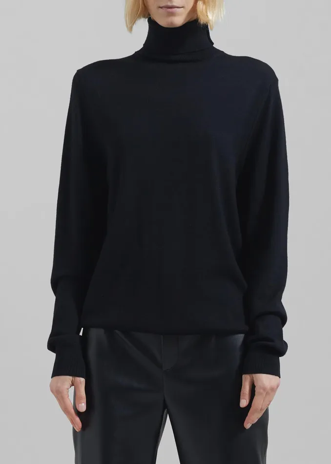The Frankie Shop Knitwear Eve Thin Turtleneck Sweater 8211 Black 8211 Women