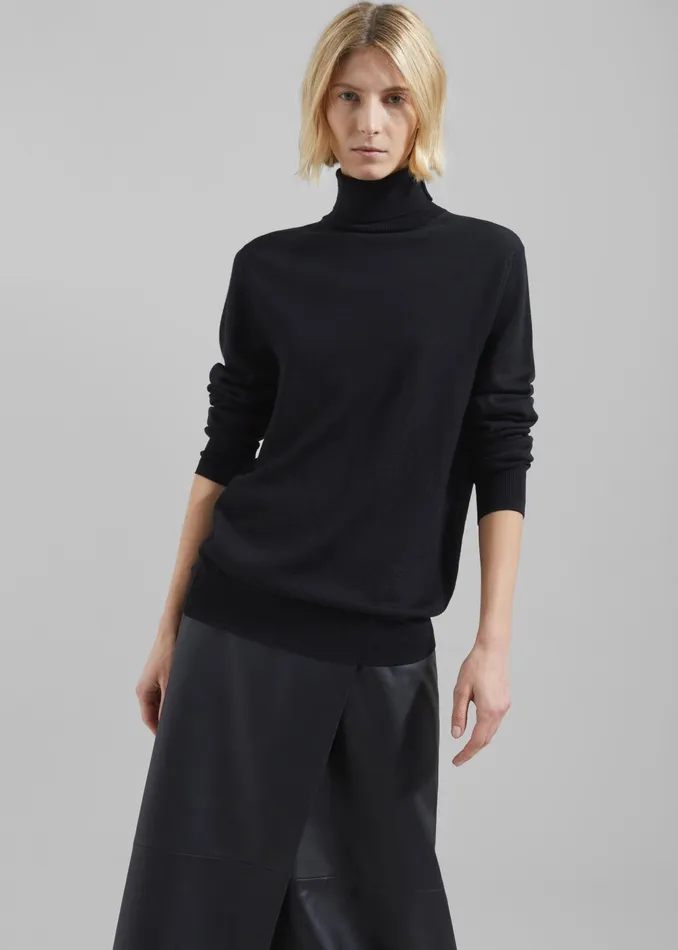 The Frankie Shop Knitwear Eve Thin Turtleneck Sweater 8211 Black 8211 Women