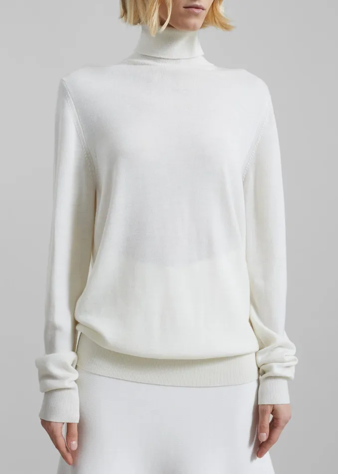 The Frankie Shop Knitwear Eve Thin Turtleneck Sweater 8211 Ivory 8211 Women