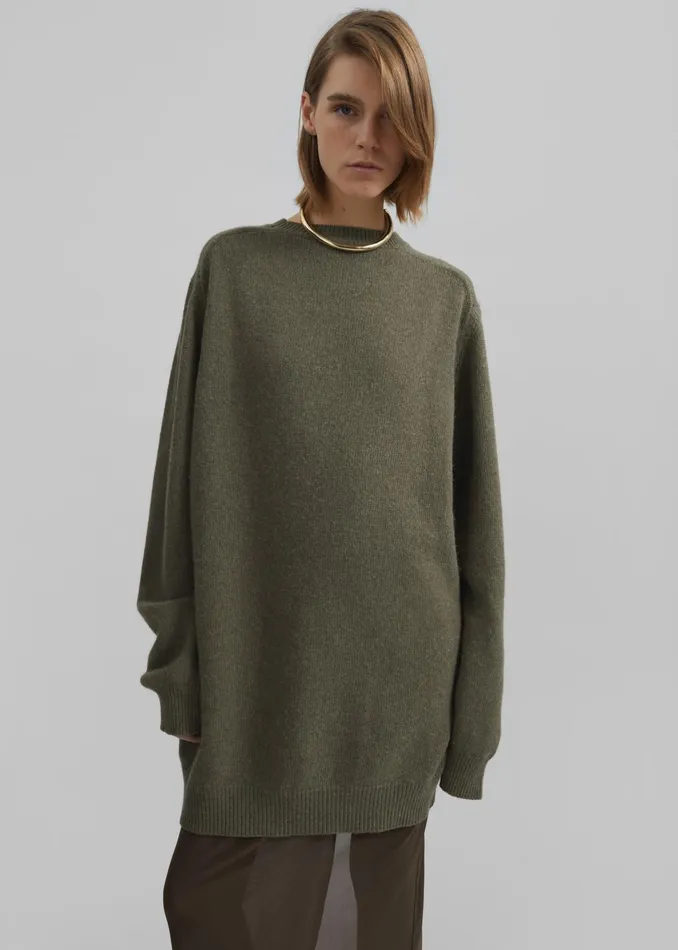 The Frankie Shop Knitwear Maxine Knit Sweater Dress 8211 Khaki 8211 Women