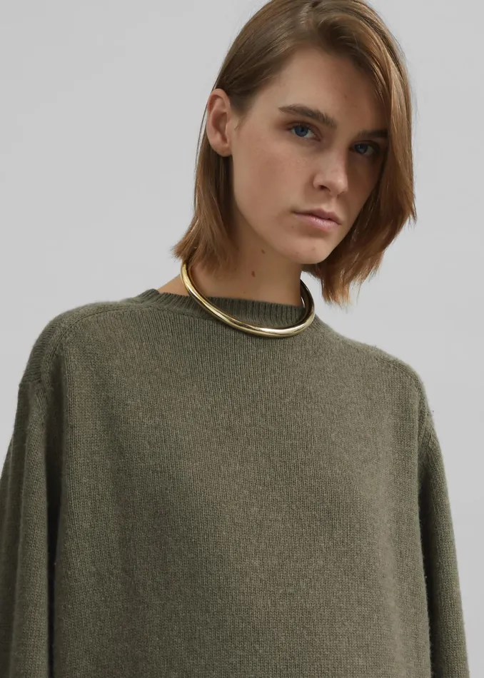 The Frankie Shop Knitwear Maxine Knit Sweater Dress 8211 Khaki 8211 Women