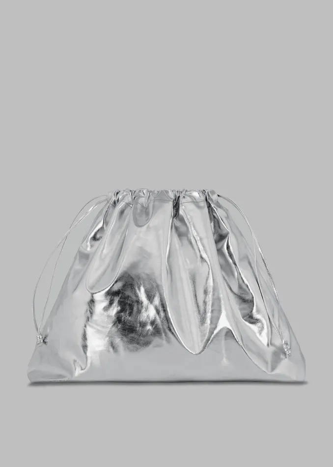 The Frankie Shop Morgan Faux Leather Large Pouch 8211 Silver 8211 Women